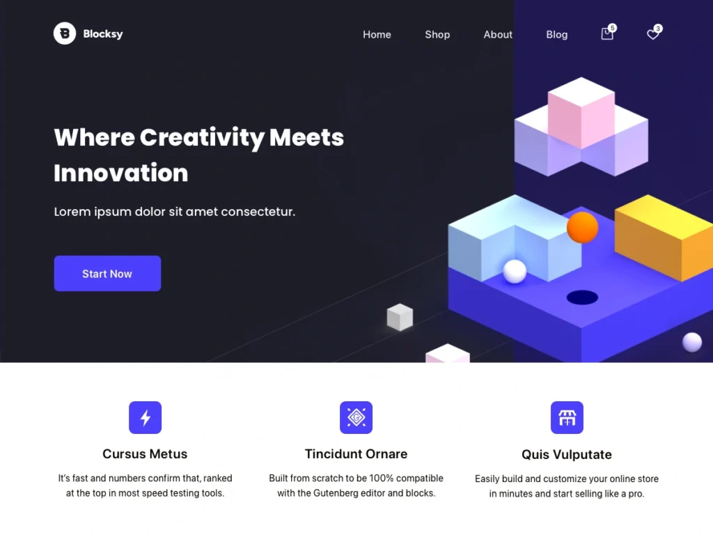 Blocksy WordPress theme preview by wemtc