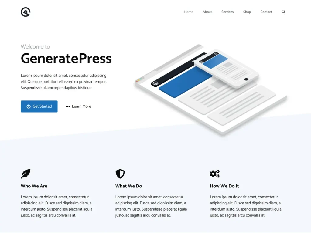 Generatepress WordPress theme preview by wemtc