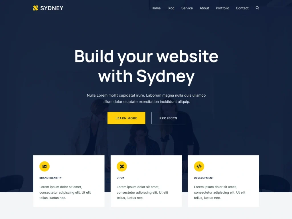Sydney WordPress theme preview by wemtc
