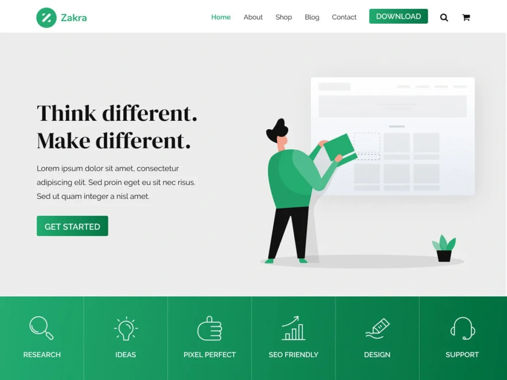 Zakra WordPress theme preview by wemtc