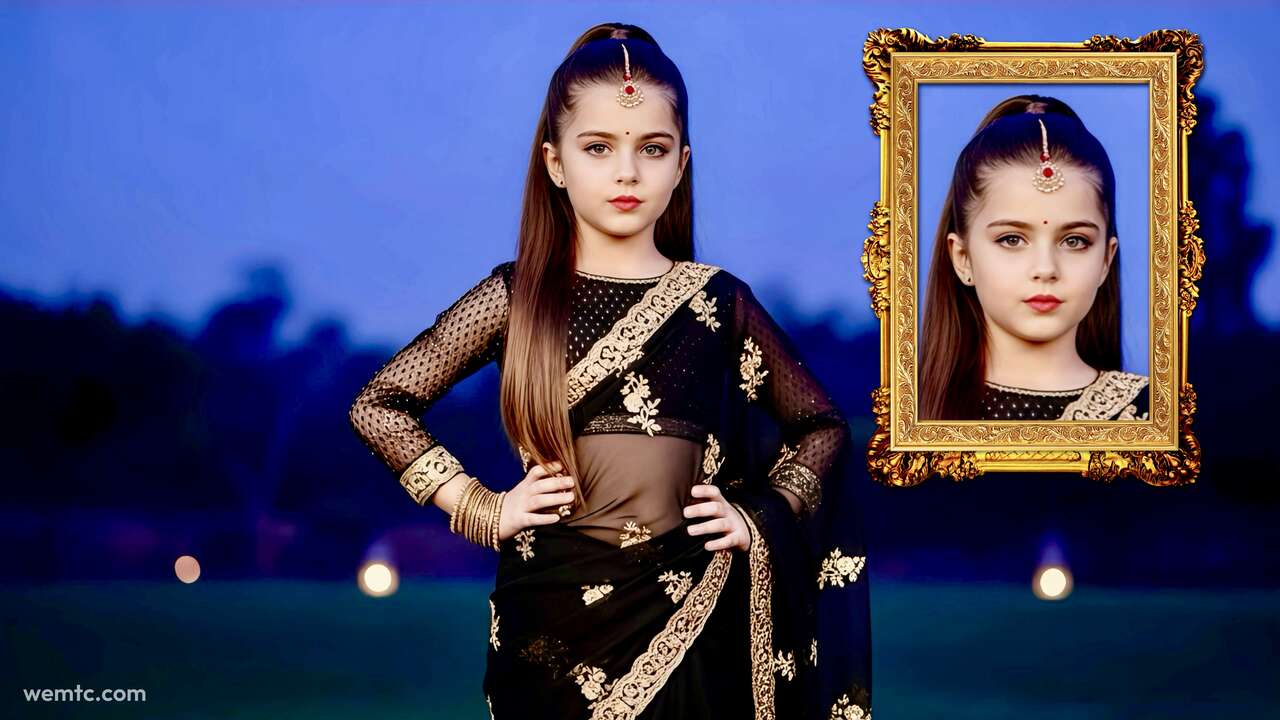 Black Chiffon Saree Portrait – Realistic AI Prompt