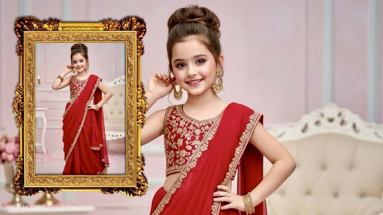 Gemini AI Saree Prompt for Girl – Red Chiffon Lehenga Styled