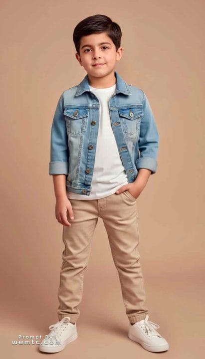 Denim & Beige Simplicity - minimalist fashion prompts for kids