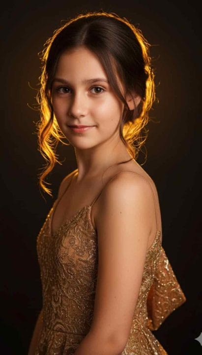 Front-Facing Elegance in Gold nano banana prompts for girls