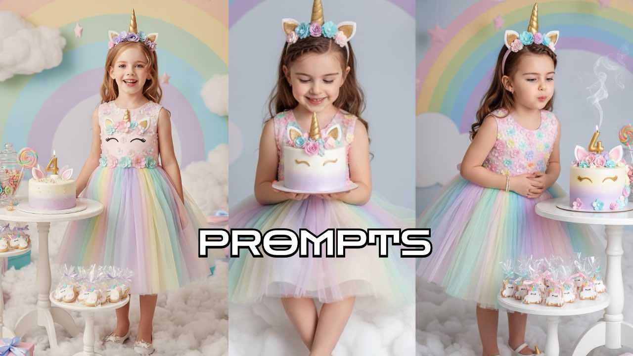 Gemini Kids Prompts Magical Unicorn Birthday Portrait Ideas