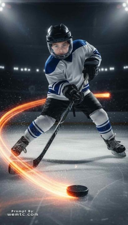 Hockey Player - slaps-hot motion, ice spray, cinematic tone