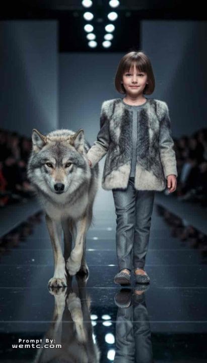 Wolf-Inspired Runway Prompt for kids fashion models
