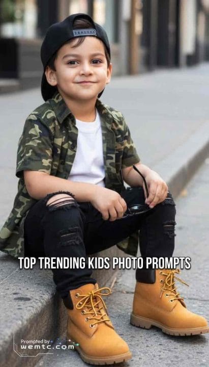 Urban street bike style toddler portrait gemini nano banana