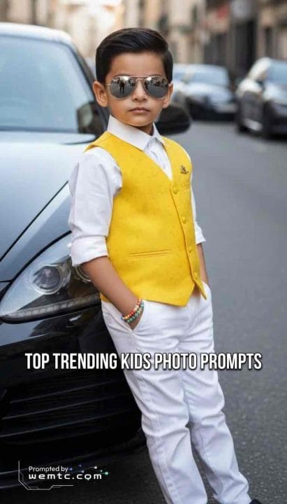 Luxury car kids fashion photoshoot gemini kids prompts