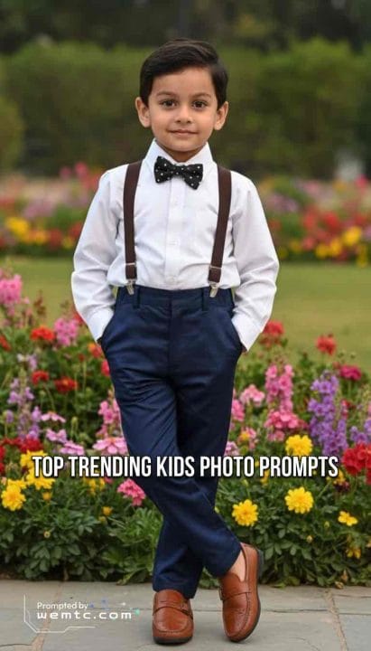 Luxury kids fashion outdoor photoshoot Nano banana prompts