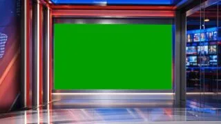 Modern TV News Studio with Chroma Key Screen | 4K Broadcast Background